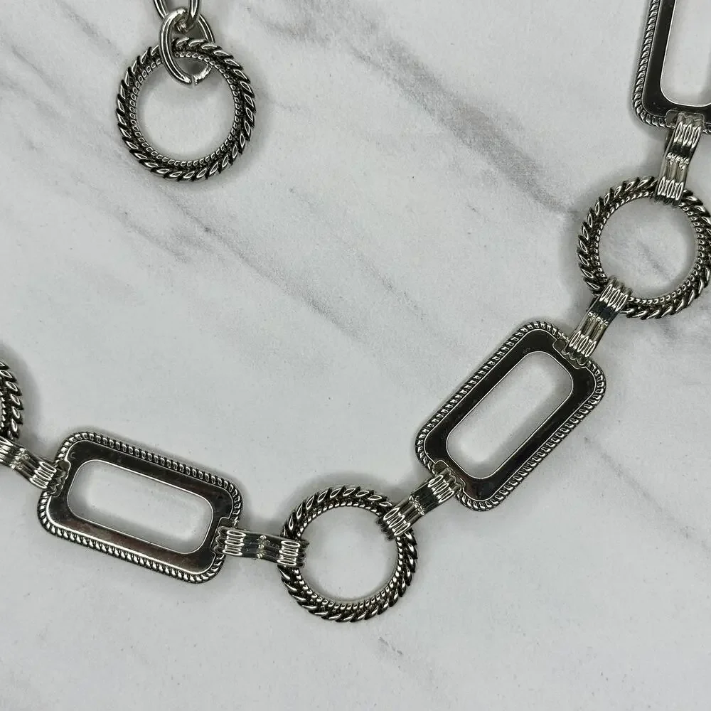 Textured Silver Chain Belt Rectangle Rope Large/XL (L/XL) ✨